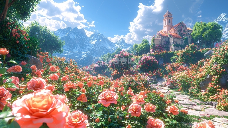 高清大图下载【趣麦麦图】山间玫瑰小镇