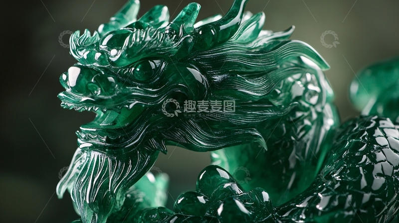 高清大图下载【趣麦麦图】翡翠龙雕