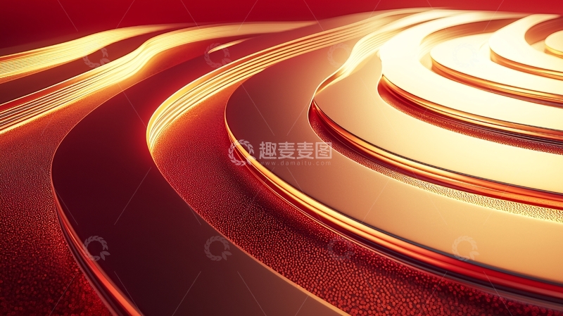 高清大图下载【趣麦麦图】红色金色波浪纹理