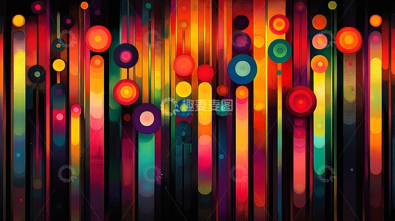高清大图下载【趣麦麦图】彩色圆点条纹背景
