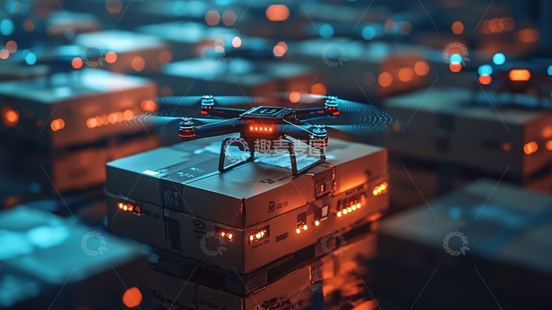 高清大图下载【趣麦麦图】无人机快递