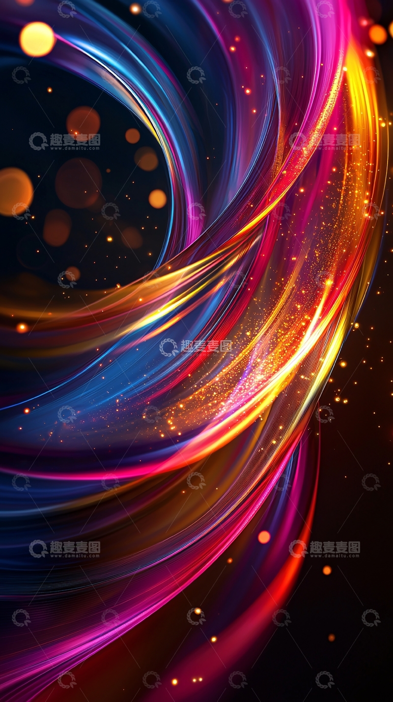高清大图下载【趣麦麦图】炫彩光影流体旋转
