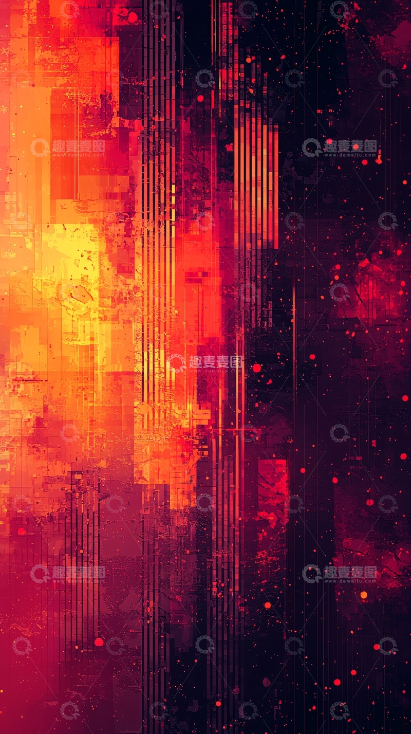 高清大图下载【趣麦麦图】抽象红色线条背景