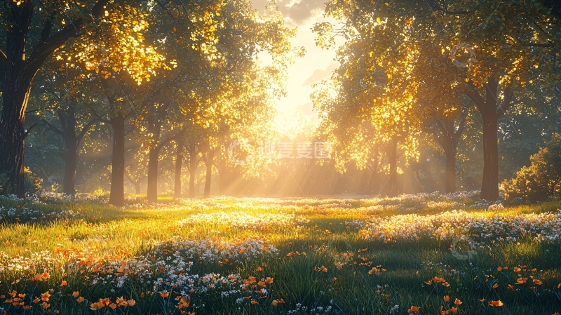 高清大图下载【趣麦麦图】阳光森林小路