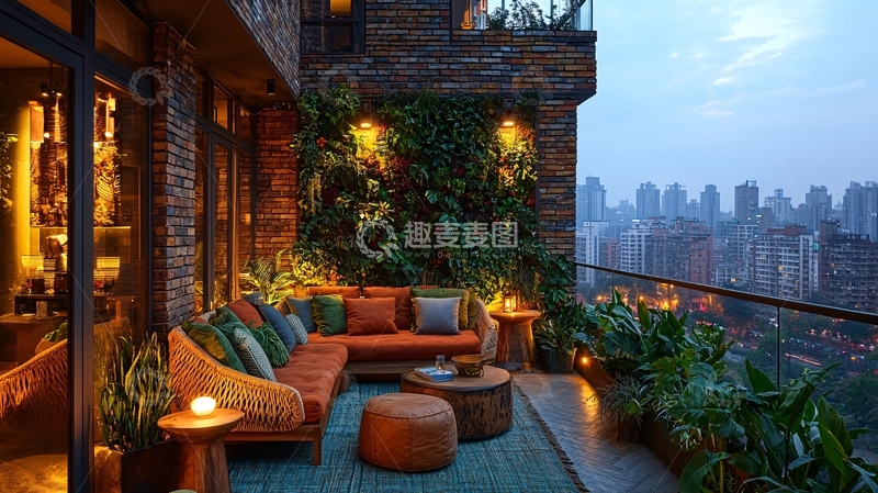 高清大图下载【趣麦麦图】夜景阳台25