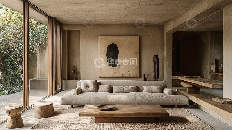 高清大图下载【趣麦麦图】侘寂风客厅