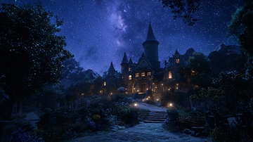 星空下的哥特式城堡