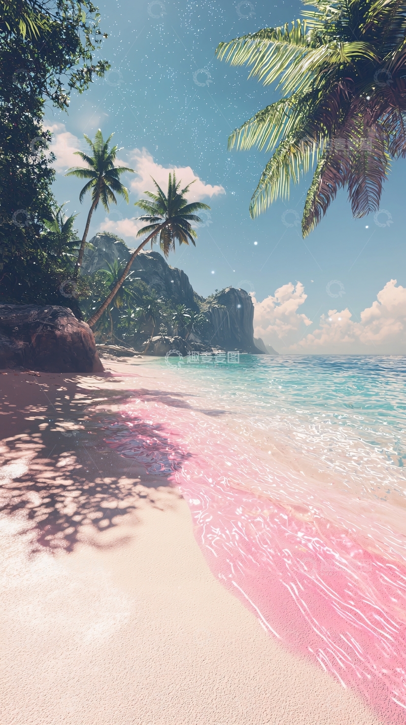 高清大图下载【趣麦麦图】粉色沙滩