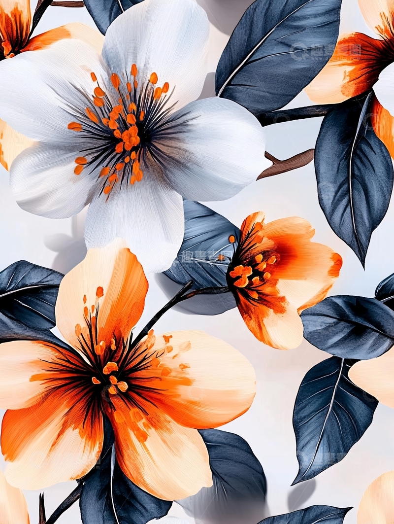高清大图下载【趣麦麦图】水彩花卉图案1