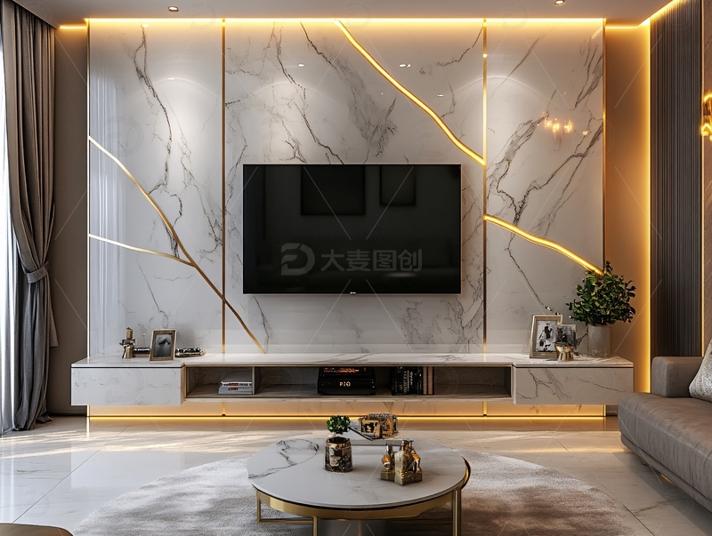高清大图下载【趣麦麦图】现代轻奢电视背景墙