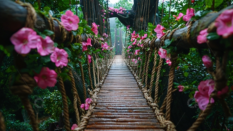 高清大图下载【趣麦麦图】藤蔓吊桥