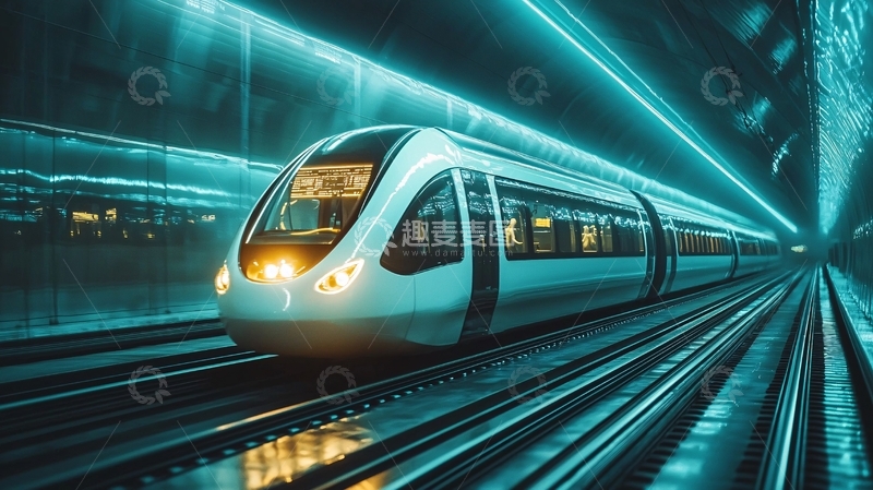 高清大图下载【趣麦麦图】未来感高速列车行驶中