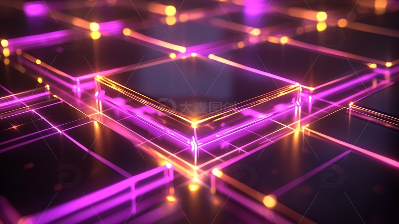 高清大图下载【趣麦麦图】科技感光线交错的方块