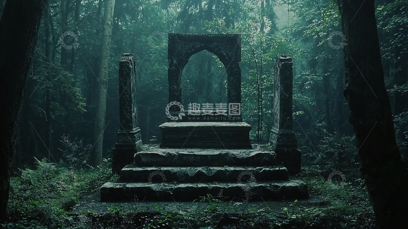 高清大图下载【趣麦麦图】神秘森林古建筑