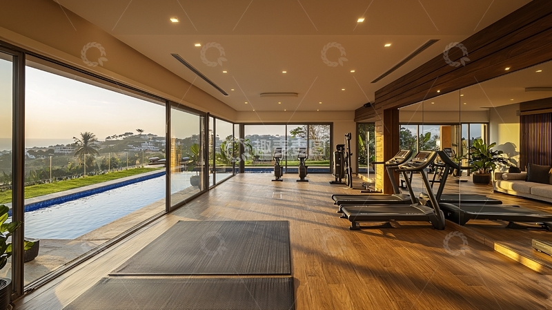 高清大图下载【趣麦麦图】高端别墅室内健身房