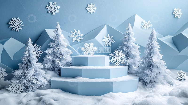 高清大图下载【趣麦麦图】蓝色冰雪背景