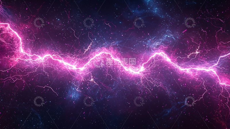 高清大图下载【趣麦麦图】紫色闪电穿梭星空