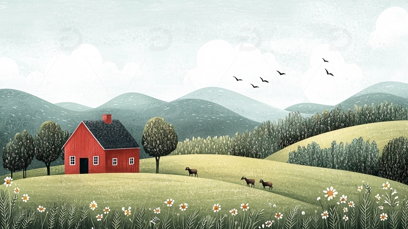 高清大图下载【趣麦麦图】红色小房子