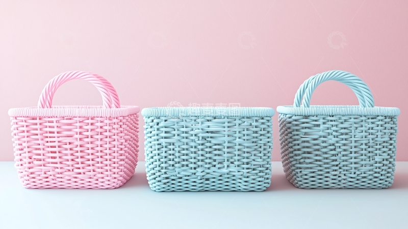 高清大图下载【趣麦麦图】粉色蓝色编织篮