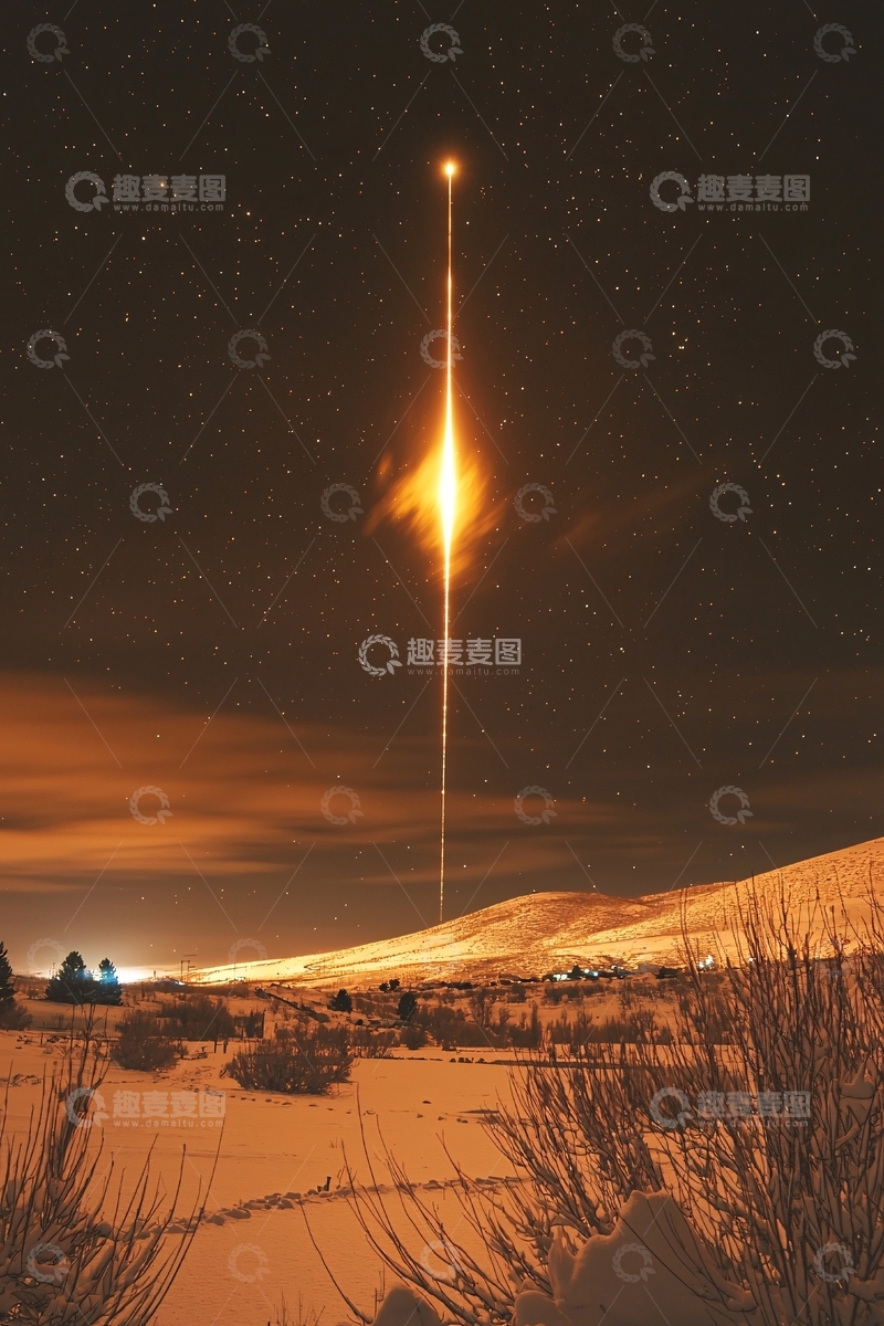 高清大图下载【趣麦麦图】夜空火箭发射壮观景象