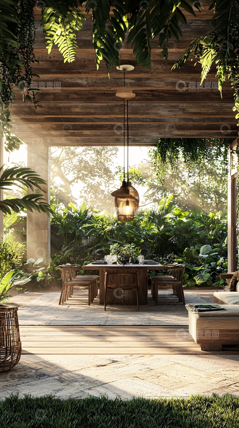 高清大图下载【趣麦麦图】-热带户外用餐区