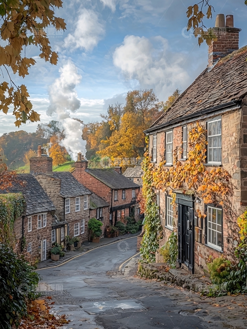 高清大图下载【趣麦麦图】秋日乡村的宁静小屋