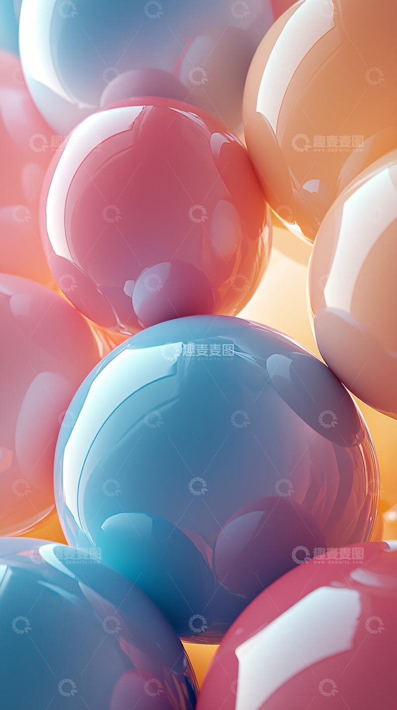 高清大图下载【趣麦麦图】色彩缤纷的球体堆叠