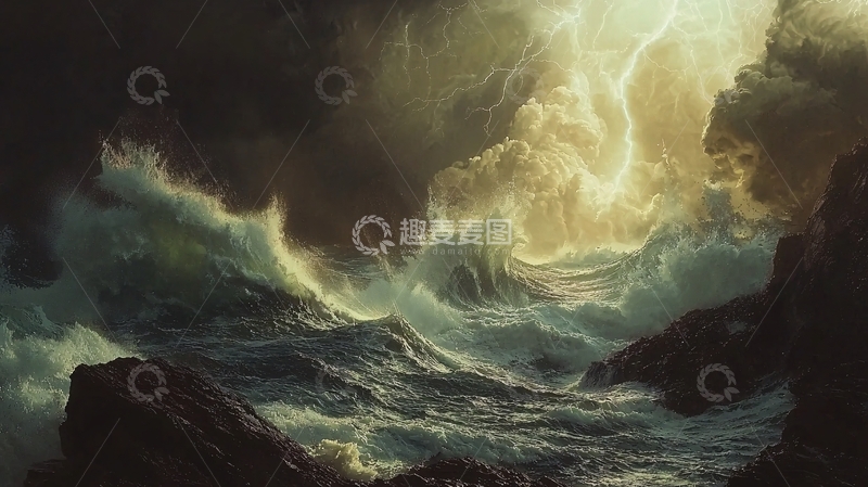 高清大图下载【趣麦麦图】暴风雨中的大海