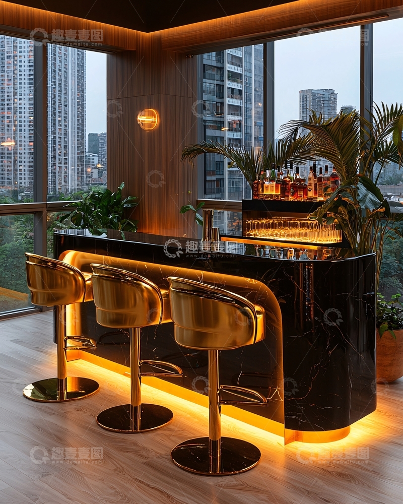 高清大图下载【趣麦麦图】现代都市高层公寓酒廊
