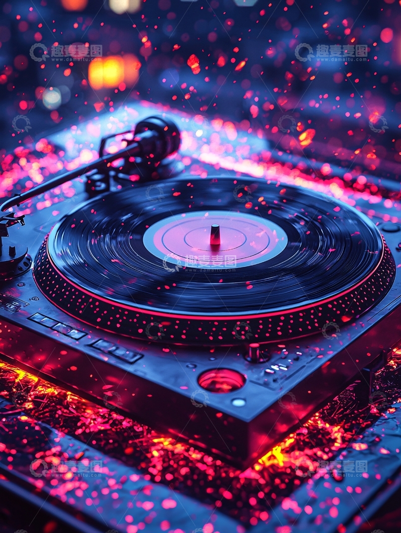 高清大图下载【趣麦麦图】炫酷黑胶唱片机