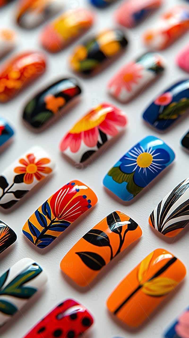 高清大图下载【趣麦麦图】花卉美甲图案设计