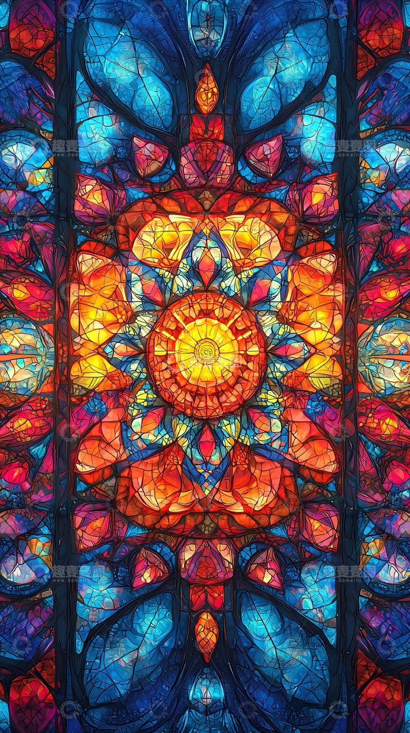 高清大图下载【趣麦麦图】彩色玻璃花窗