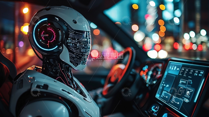 高清大图下载【趣麦麦图】机器人驾驶汽车