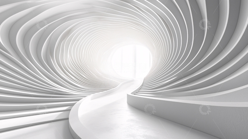 高清大图下载【趣麦麦图】白色抽象漩涡隧道