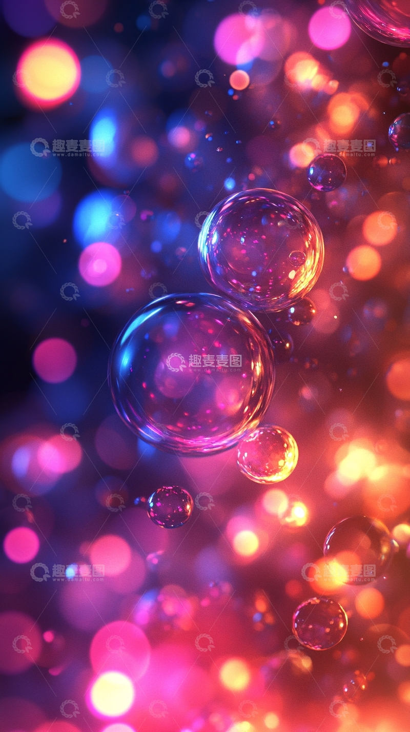 高清大图下载【趣麦麦图】绚丽多彩的泡泡背景图