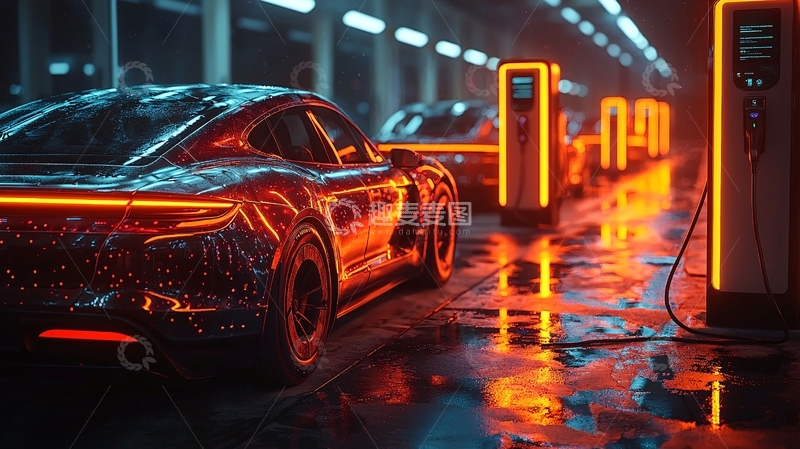 高清大图下载【趣麦麦图】未来感电动汽车充电站