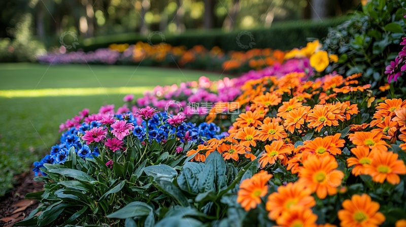 高清大图下载【趣麦麦图】花园中鲜艳的花朵盛开