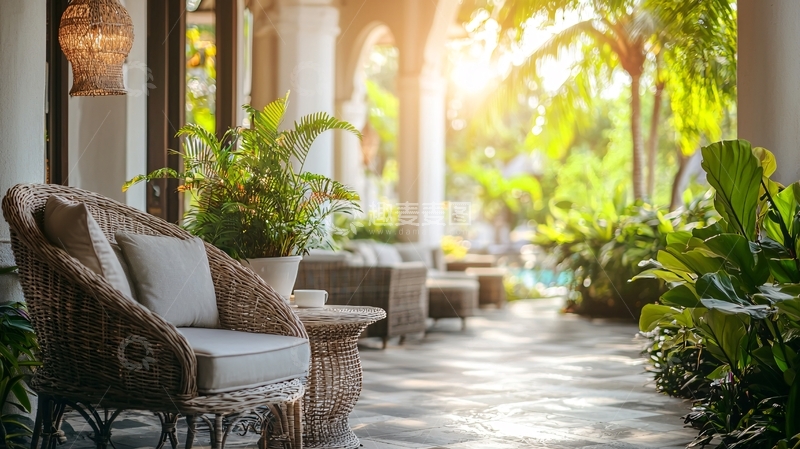 高清大图下载【趣麦麦图】阳光下的庭院休闲区