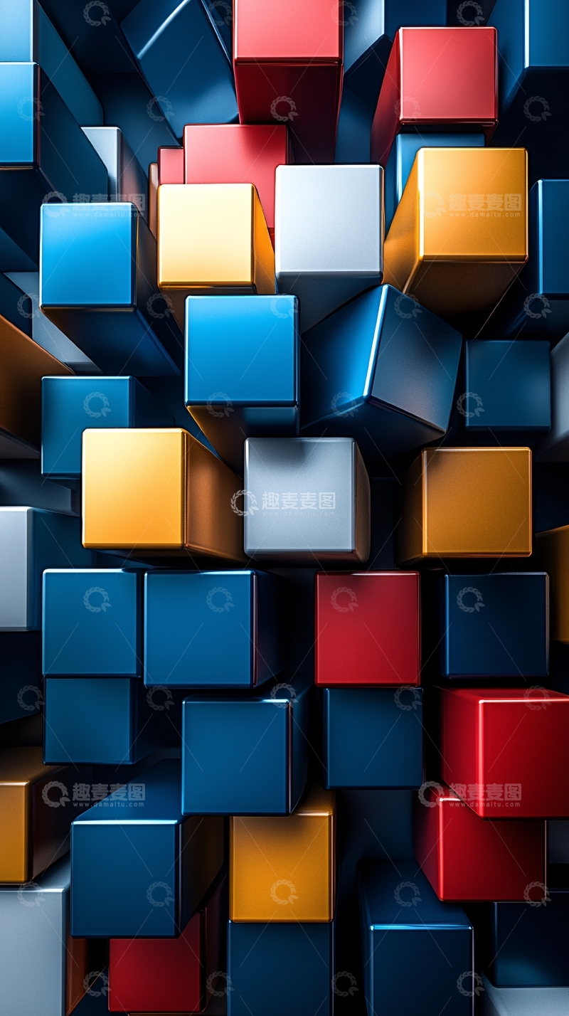 高清大图下载【趣麦麦图】彩色立方体抽象背景