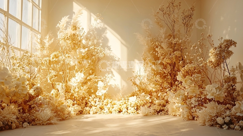 高清大图下载【趣麦麦图】阳光洒进的干燥花背景