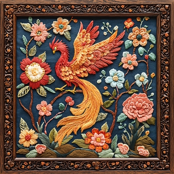 精美凤凰花卉图