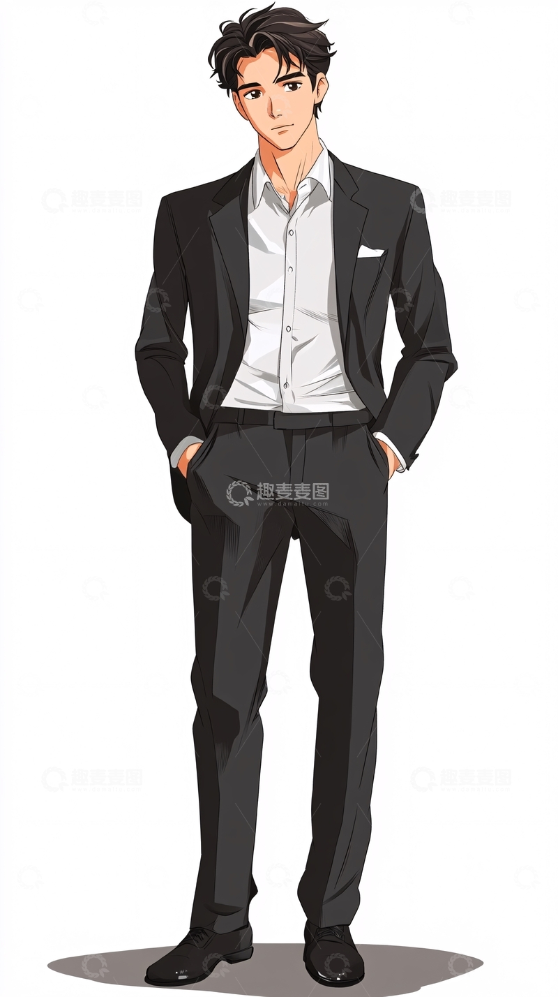 高清大图下载【趣麦麦图】帅气西装男士插画