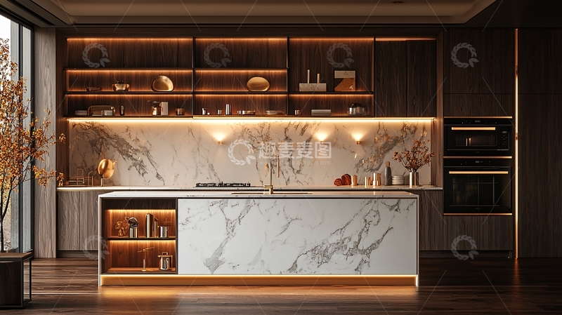 高清大图下载【趣麦麦图】现代轻奢开放式厨房
