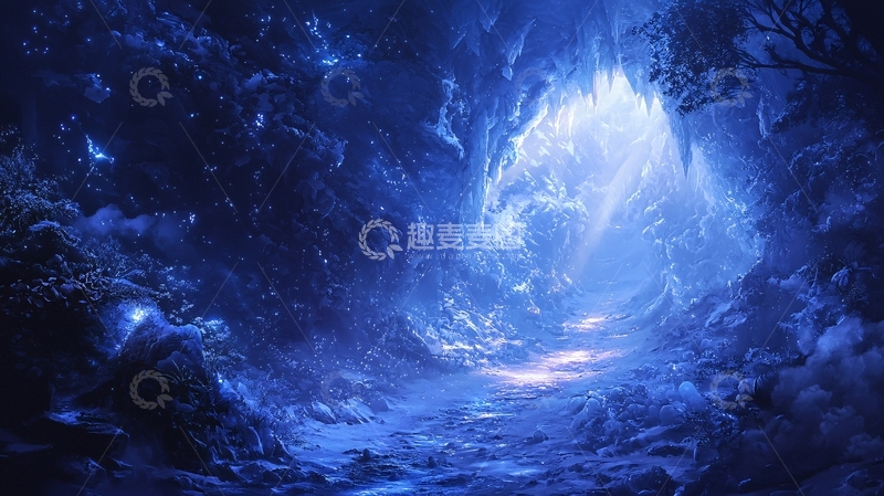 高清大图下载【趣麦麦图】冰蓝色神秘洞穴