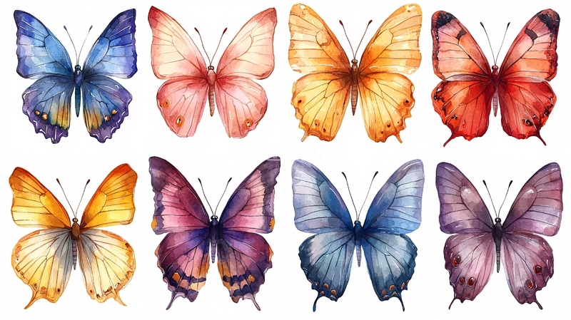 高清大图下载【趣麦麦图】水彩蝴蝶