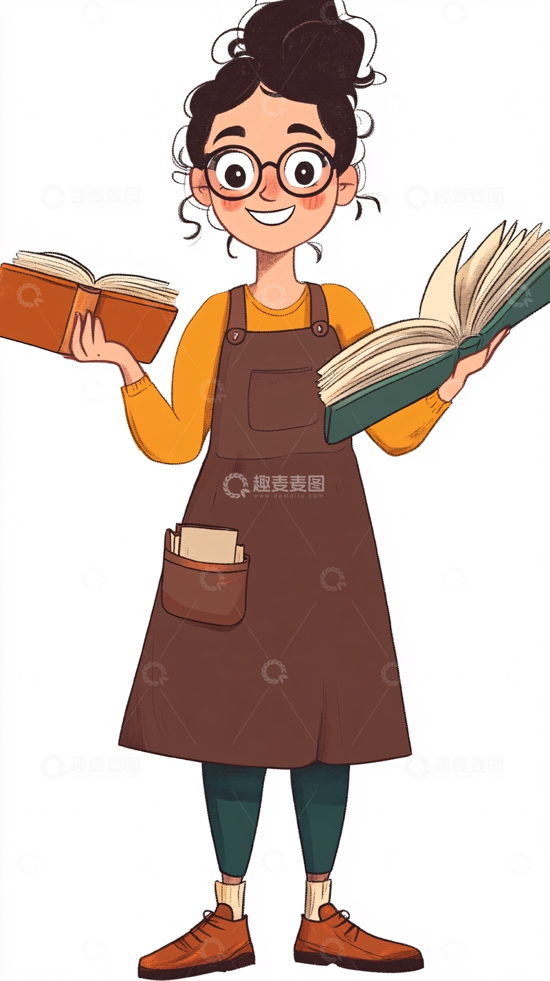高清大图下载【趣麦麦图】戴眼镜女孩看书