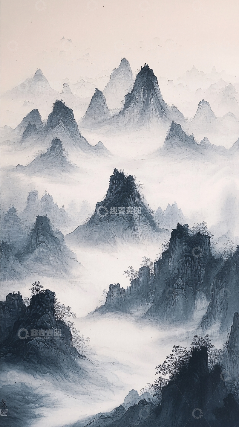 高清大图下载【趣麦麦图】水墨山水画207