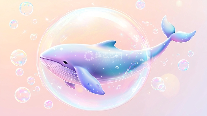 高清大图下载【趣麦麦图】泡泡里的梦幻鲸鱼