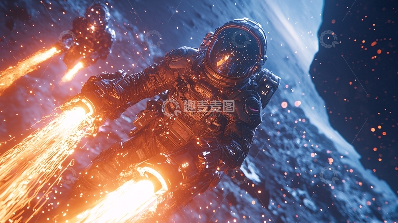 高清大图下载【趣麦麦图】宇航员太空飞行