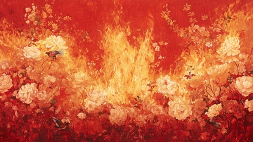 燃烧的花朵与火焰